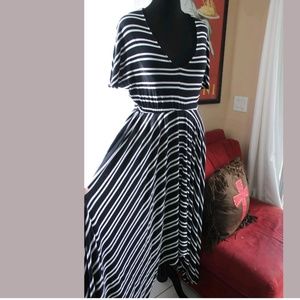 bebe Sun Dress-‎ Asymmetrical Hem Striped